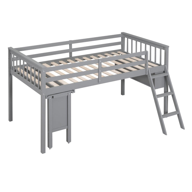 Twin Size Loft Bed With Removable Desk and Cabinet, Gray - Urban Living Furniture (Los Angeles, CA)