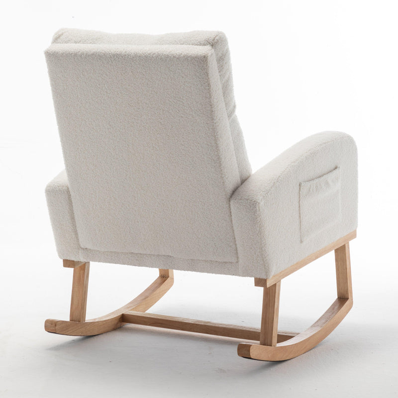 Modern Accent Rocking Chair, Upholstered Kids Glider Rocking Chair for Infants and Children, Teddy Material Comfort Arm Rocker, Lounge Armchair for Living Room, Beige - Urban Living Furniture (Los Angeles, CA)