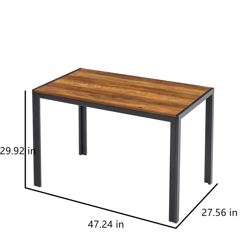 Modern Minimalist Style Dining Table MDF wooden Top Black Metal Shelf Metal Dining Room Kitchen restaurant dining Table - Urban Living Furniture (Los Angeles, CA)