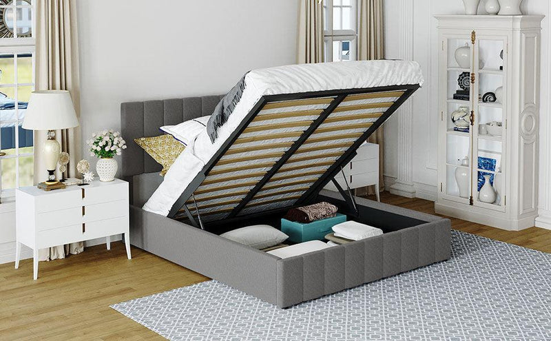 Queen size Upholstered Platform bed with a HydraulicStorage System - Gray - Urban Living Furniture (Los Angeles, CA)