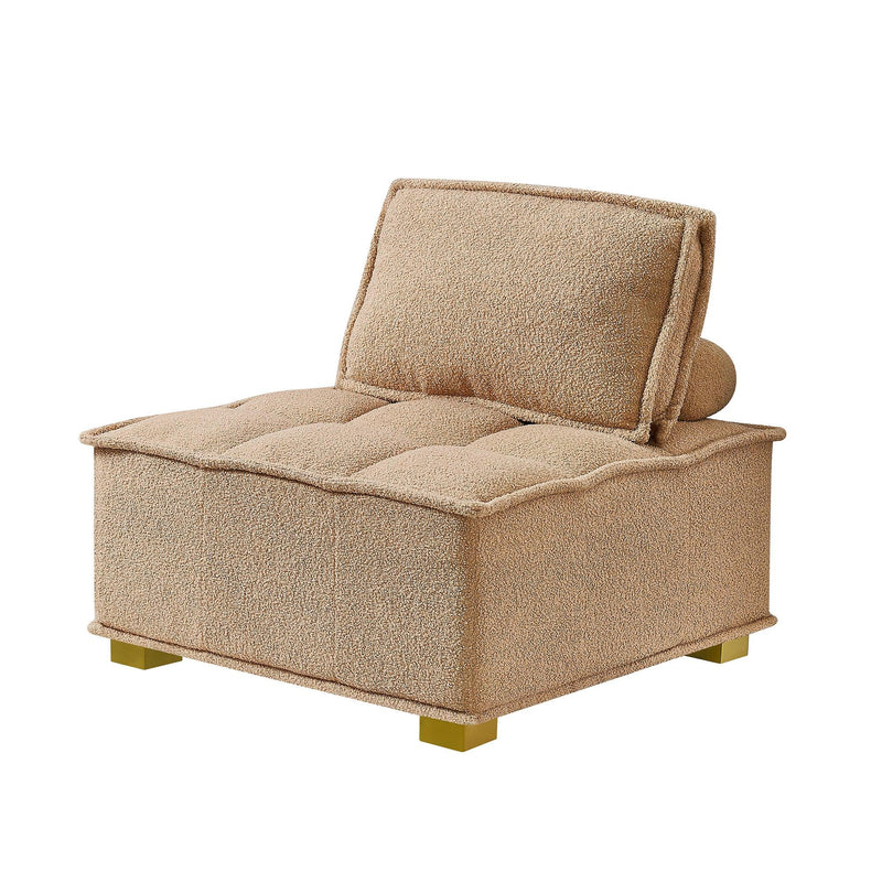 Lazy sofa ottoman with ld wooden legs teddy fabric (Khaki) - Urban Living Furniture (Los Angeles, CA)