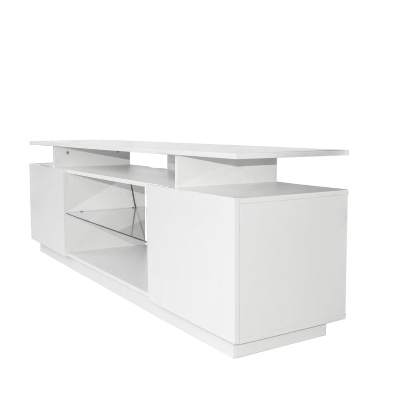 White TV Stand for 80 Inch TV Stands, Media Console Entertainment Center Television Table, 2Storage Cabinet with Open Shelves for Living Room Bedroom
