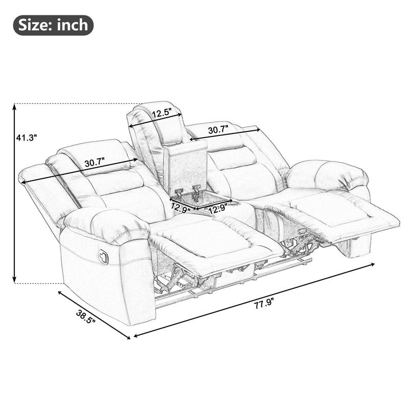 Home Theater Seating Manual Recliner, PU Leather Reclining Loveseat for Living Room - Urban Living Furniture (Los Angeles, CA)