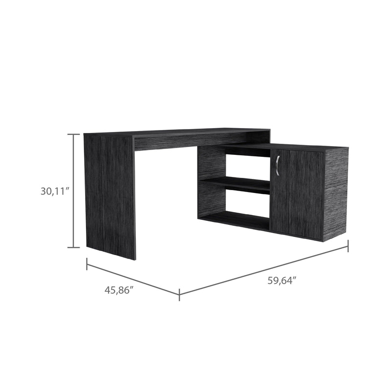 Lyncliff 1-Drawer 2-Shelf L-Shaped Office Desk Smokey Oak - Urban Living Furniture (Los Angeles, CA)