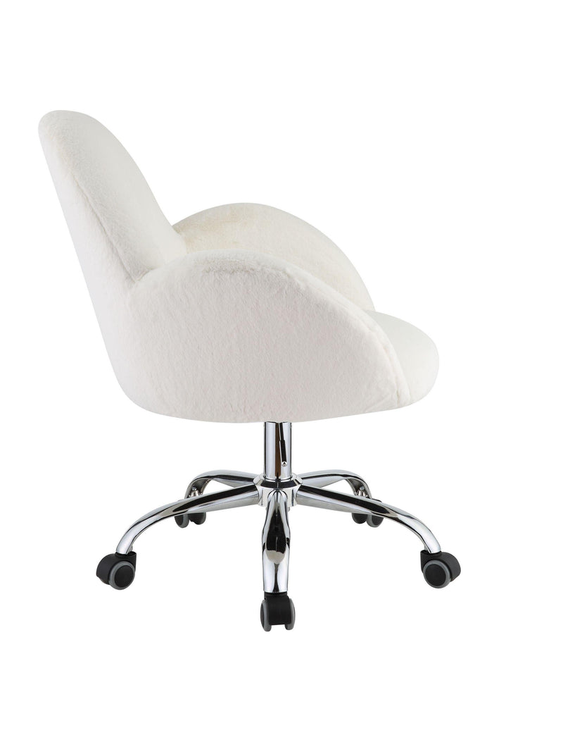 ACME JaOffice Chair in White Lapin & Chrome Finish OF00119 - Urban Living Furniture (Los Angeles, CA)