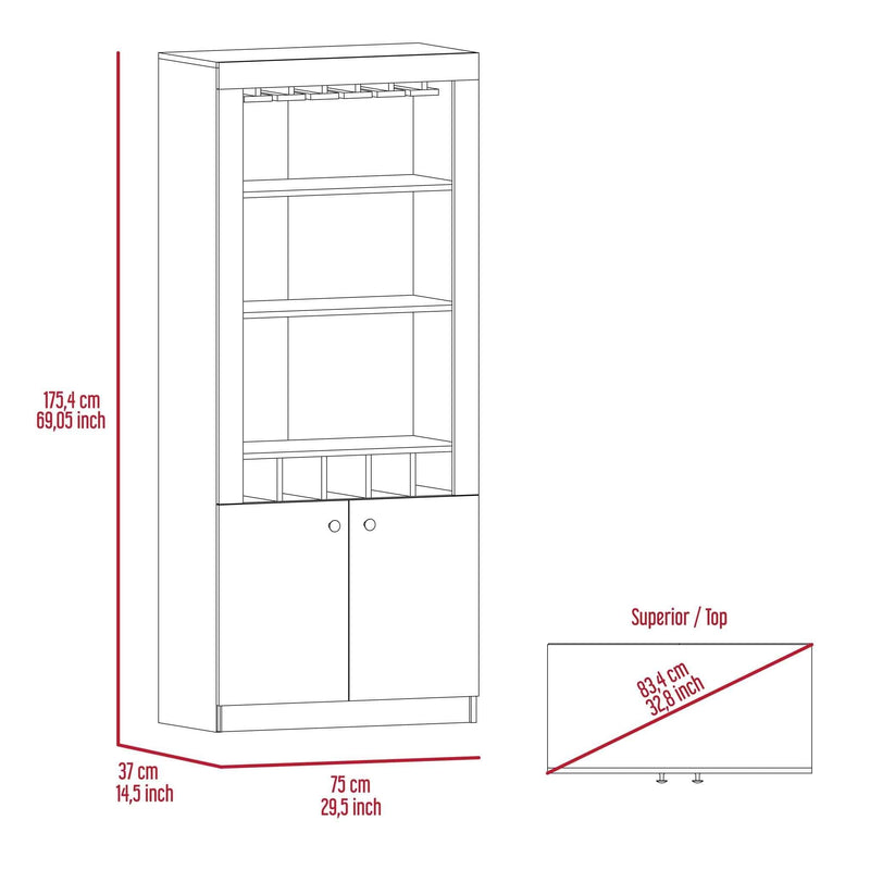 Plympton 3-Shelf Rectangle 5-Bottle Bar Cabinet  Dark Walnut - Urban Living Furniture (Los Angeles, CA)