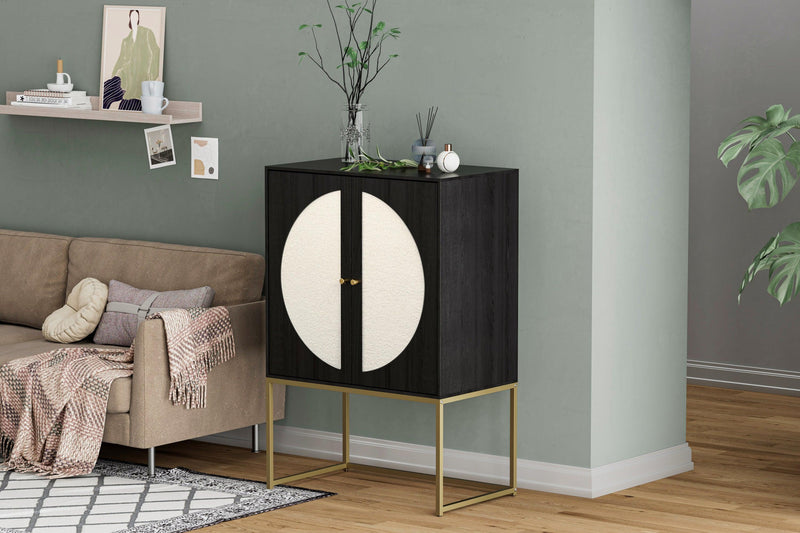 2 door high cabinet，adjustable shelf，Teddy fleece，Symmetrical semicircle design，Suitable for living room, bedroom, study - Urban Living Furniture (Los Angeles, CA)