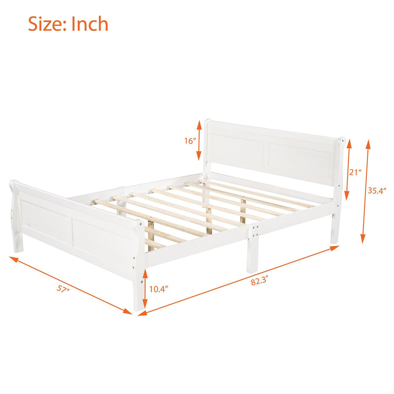 Full Size Wood Platform Bed with Headboard and Wooden Slat Support (White) - Urban Living Furniture (Los Angeles, CA)