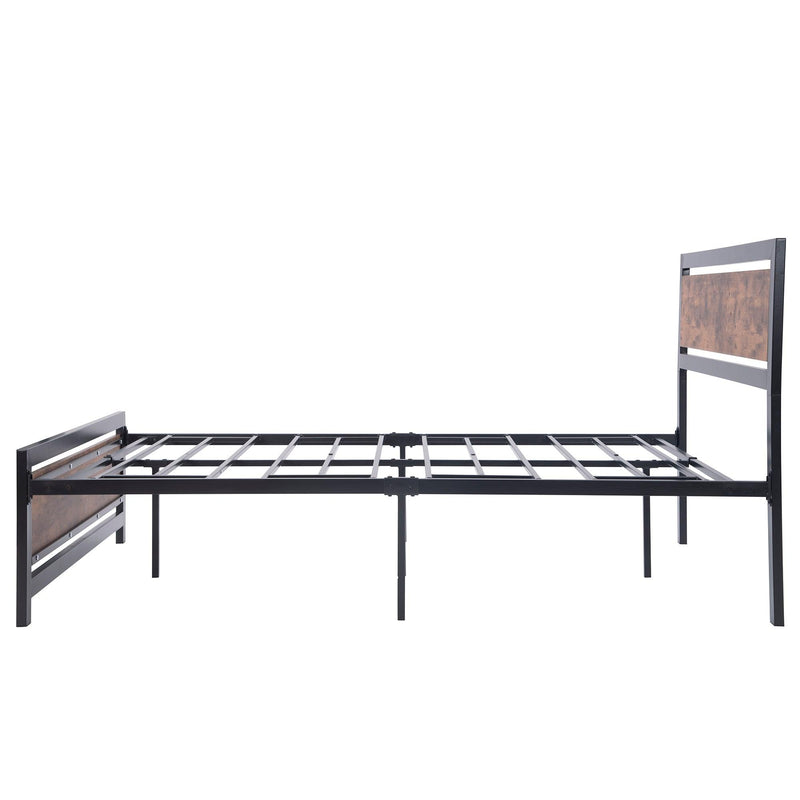 Metal and Wood Bed Frame with Headboard and Footboard ,Full Size Platform Bed ,No Box Spring Needed, Easy to Assemble(BLACK)