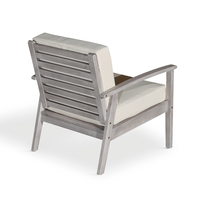 Deep Seat Eucalyptus Chair, Silver Gray Finish, Dark Green Cushions