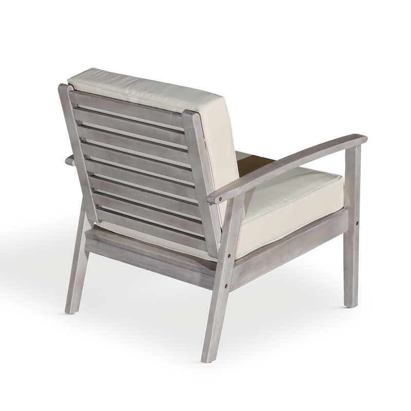 Deep Seat Eucalyptus Chair, Silver Gray Finish, Sand Cushions - Urban Living Furniture (Los Angeles, CA)