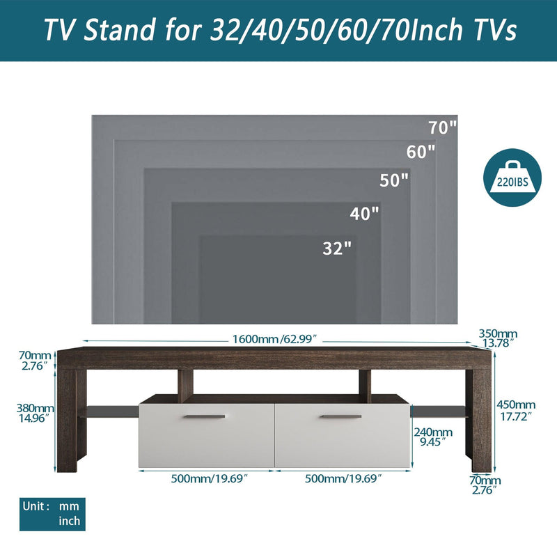 20 minutes quick assembly brown simpleModern TV cabinet Floor cabinet Floor TV wall cabinet Brown + whiteModern TV bracket with LED light - Urban Living Furniture (Los Angeles, CA)