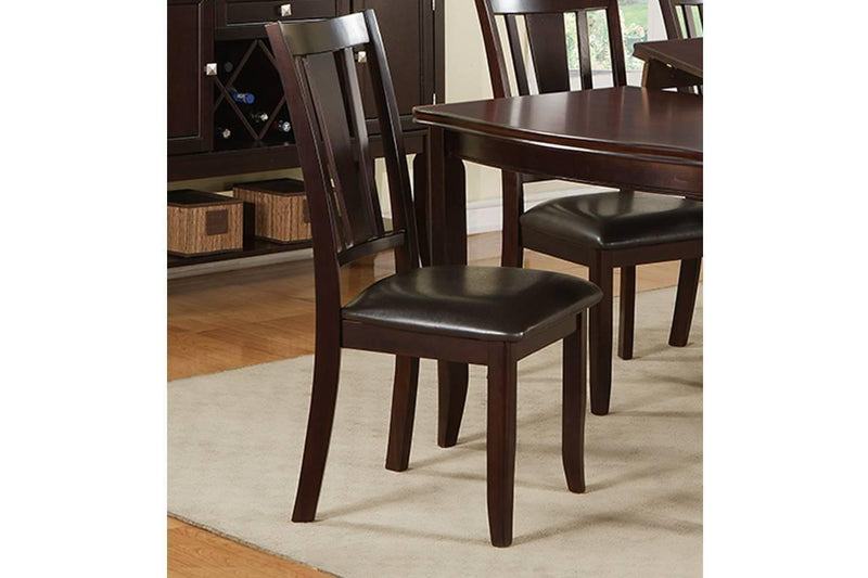 Simple Contemporary Set of 2 Side Chairs Brown Finish Dining Seating Cushion Chair Unique Design Kitchen Dining Room Faux Leather Seat - Urban Living Furniture (Los Angeles, CA)