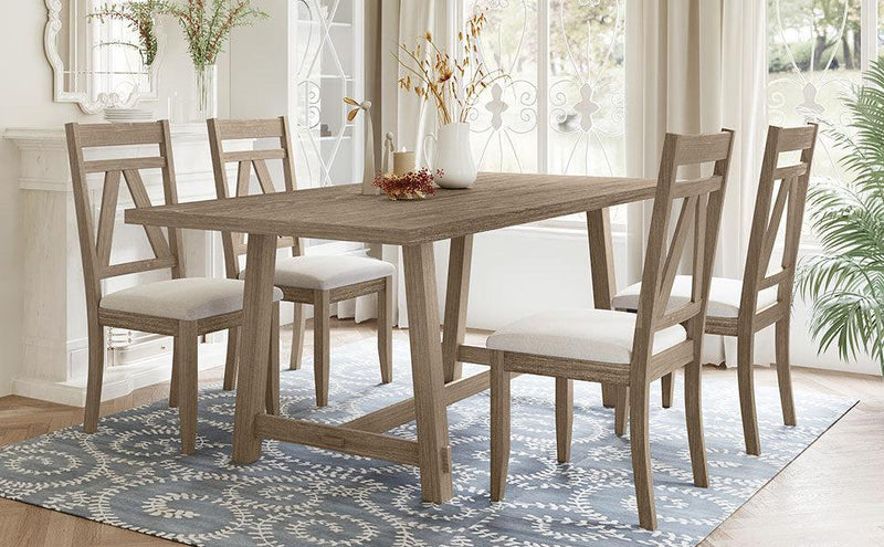 Rustic 5-Piece Large Wood Dining Table Set with 70inch Table and 4 Upholstered Dining Chairs,Brown - Urban Living Furniture (Los Angeles, CA)