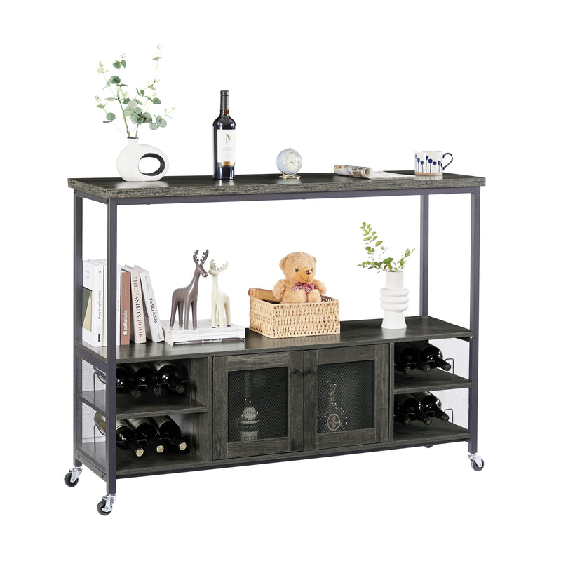 Wine shelf table,Modern wine bar cabinet, console table, bar table, TV cabinet, sideboard withStorage compartment, can be used in living room, dining room, kitchen, entryway, hallway.Dark Grey. - Urban Living Furniture (Los Angeles, CA)