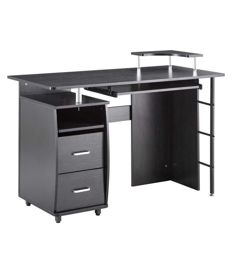 solid wood computer Desk,office table with PC droller,Storage shelves and file cabinet , two drawers, CPU tray,a shelf  used for planting, single , black. 47.24''L 21.65''W 34.35''H - Urban Living Furniture (Los Angeles, CA)