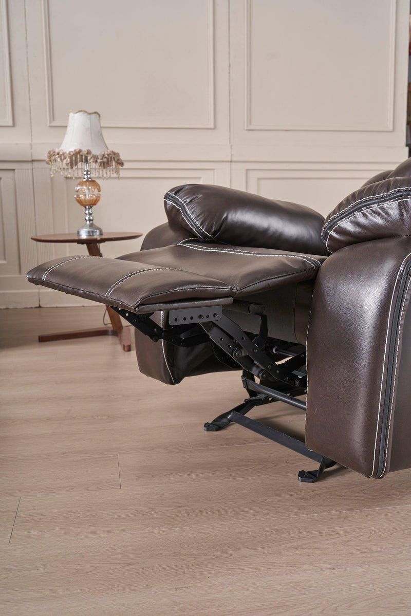 Reclining upholstered manual puller in faux leather, Brown 38.58*38.58*40.16 - Urban Living Furniture (Los Angeles, CA)