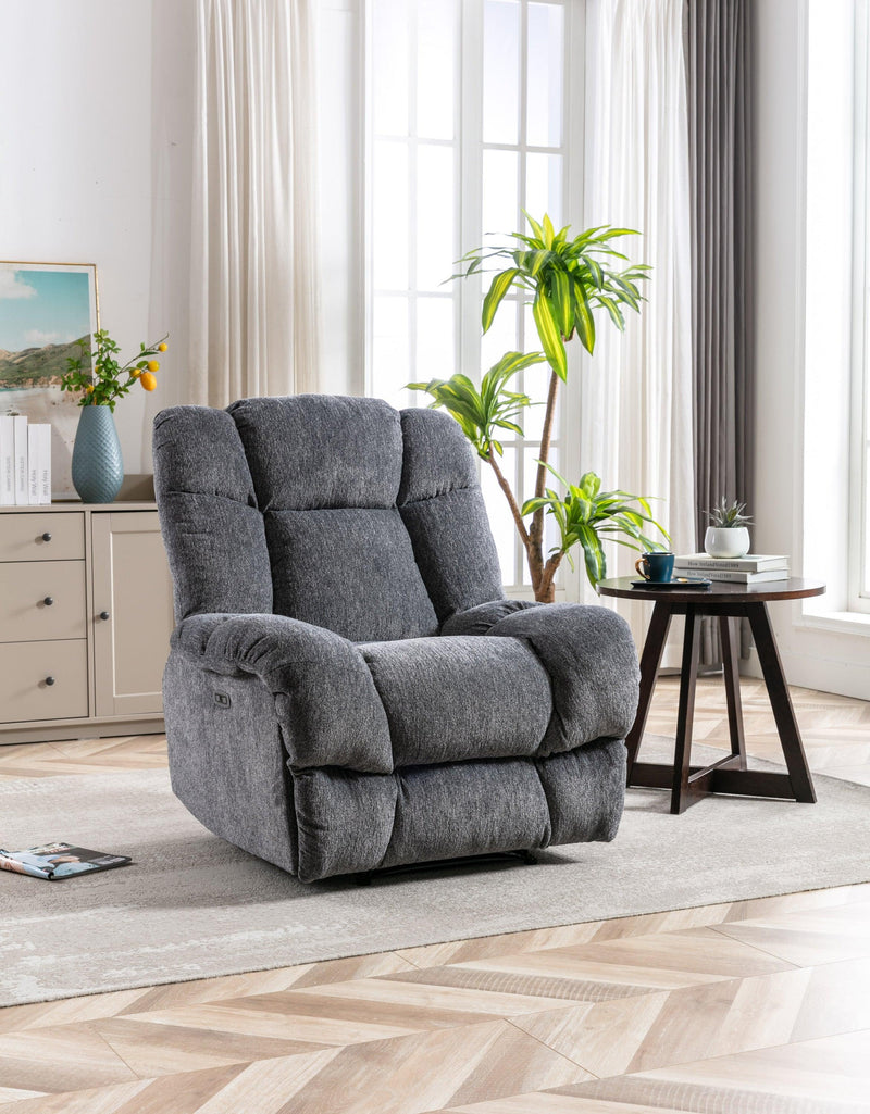 Electric Power Recliner Chairs with USB Charge Port, Electric Reclining Recliner with Upholstered Seat, Overstuffed Reclining Sofa Recliner for Living Room Bedroom (Dark Grey) - Urban Living Furniture (Los Angeles, CA)