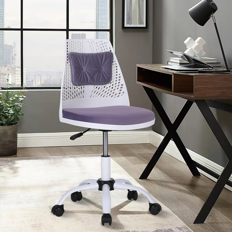 Office Task Desk Chair Swivel Home Comfort Chairs,Adjustable Height with ample lumbar support,White+Purple