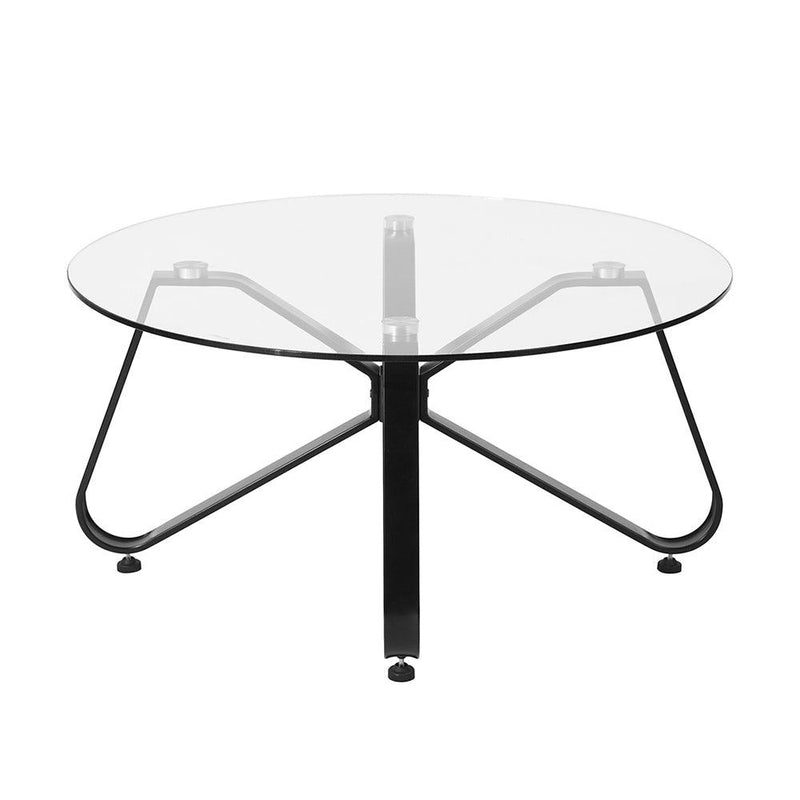 Round Coffee Table for Living Room, 31.5-inchModern Sofa Side End Table with Tempered Glass Top & Metal Legs, Accent Cocktail Tea Table, 31.5 x 31.5 x 15.6 inches, Black - Urban Living Furniture (Los Angeles, CA)