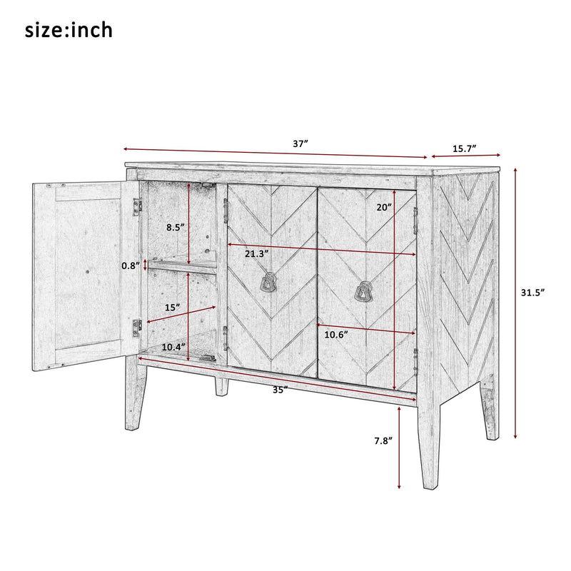 AccentStorage Cabinet Wooden Cabinet with Adjustable Shelf, Antique Gray, Entryway, Living Room, Bedroom - Urban Living Furniture (Los Angeles, CA)