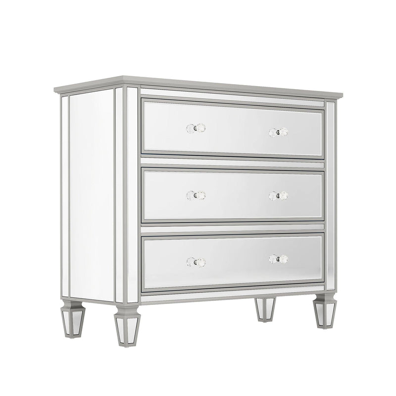 Elegant Mirrored Chest with 3 Drawers,Modern Silver FinishedStorage Cabinet for Living Room, Hallway, Entryway - Urban Living Furniture (Los Angeles, CA)