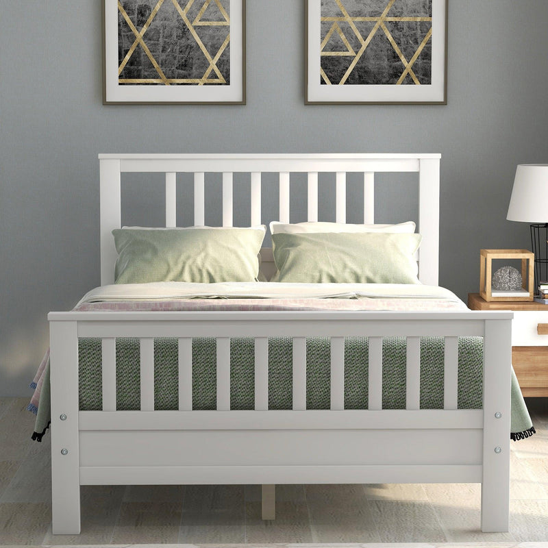 Wood Platform Bed with Headboard and Footboard, Full (White) - Urban Living Furniture (Los Angeles, CA)