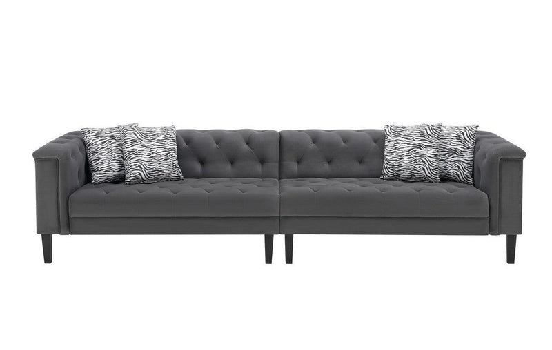 Mary Dark Gray Velvet Tufted Sofa Ottoman Living Room Set With 4 Accent Pillows - Urban Living Furniture (Los Angeles, CA)