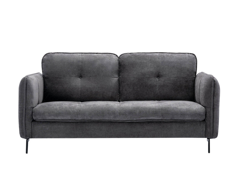 Contemporary Gray Fabric Upholstered 1pc Sofa Button-Tufted and Cushion Seat Black Metal Legs Living Room Furniture - Urban Living Furniture (Los Angeles, CA)