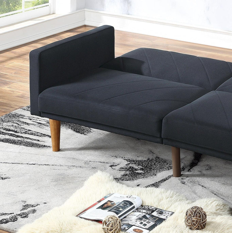 Modern Electric Look 1pc Convertible Sofa Couch Black Linen Like Fabric Cushion Clean Lines Wooden Legs Living Room - Urban Living Furniture (Los Angeles, CA)