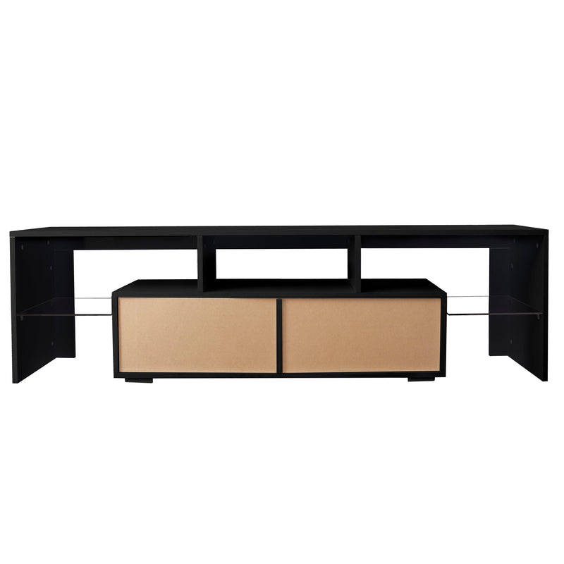 Modern Black TV Stand, 20 Colors LED TV Stand w/Remote Control Lights - Urban Living Furniture (Los Angeles, CA)