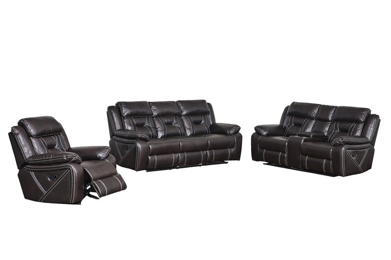 Reclining upholstered manual puller in faux leather, Brown 38.58*38.58*40.16 - Urban Living Furniture (Los Angeles, CA)