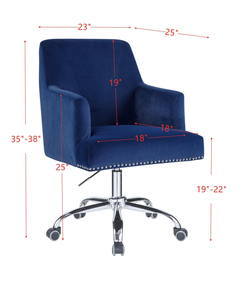 ACME Trenerry Office Chair in Blue Velvet & Chrome Finish OF00117 - Urban Living Furniture (Los Angeles, CA)