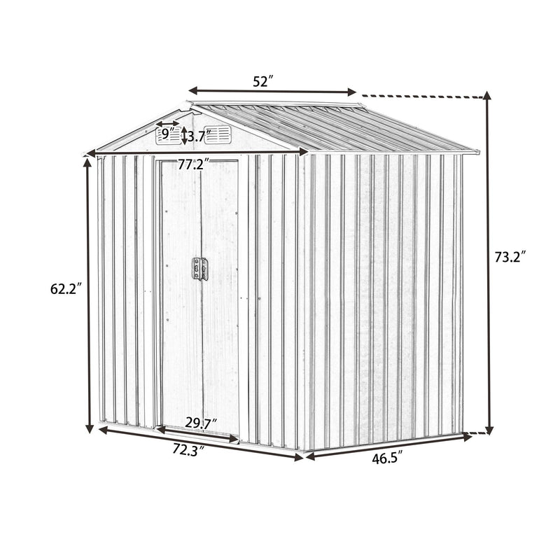 6ft x 4ft Outdoor Garden Metal Lean-to Shed with Lockable Door - Brown - Urban Living Furniture (Los Angeles, CA)