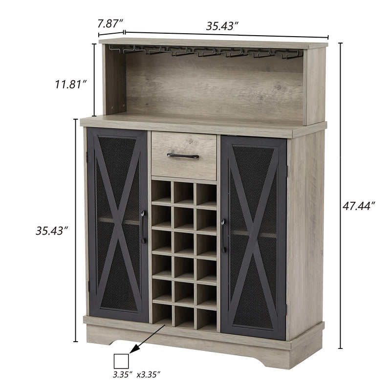 Wine cabinet （Grey，35.41’’W*13.39’’D*47.44’’H）