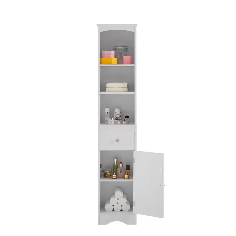 Tall Bathroom Cabinet, FreestandingStorage Cabinet with Drawer, MDF Board, Adjustable Shelf, White - Urban Living Furniture (Los Angeles, CA)