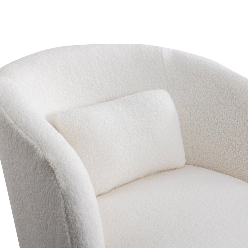 30.32"W Accent Chair Upholstered Curved Backrest Reading Chair Single Sofa Leisure Club Chair with Golden Adjustable Legs For Living Room Bedroom Dorm Room (Ivory Boucle) - Urban Living Furniture (Los Angeles, CA)