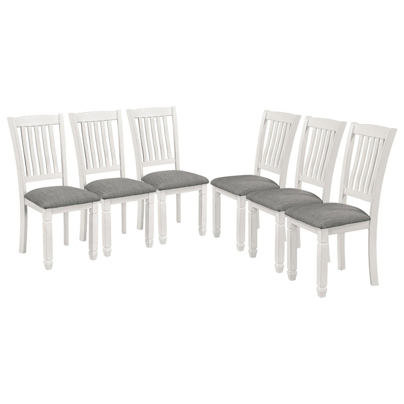 7-Piece Dining Table Set Wood Dining Table and 6 Upholstered Chairs with Shaped Legs for Dining Room/Living Room Furniture (Gray+White) - Urban Living Furniture (Los Angeles, CA)