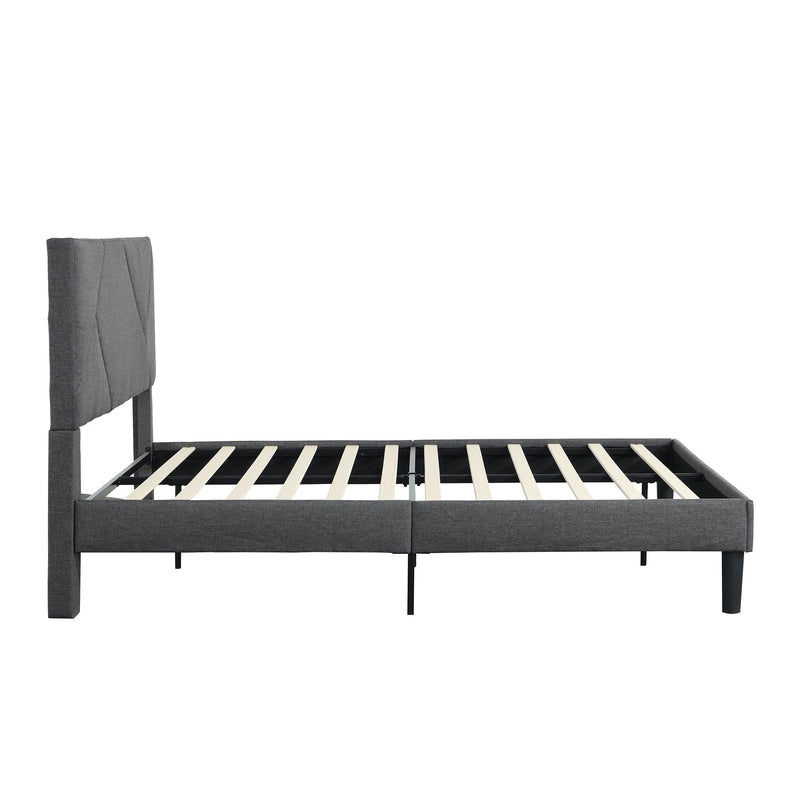 Queen Size Upholstered Platform Bed Frame with Headboard, Strong Wood Slat Support, Mattress Foundation, No Box Spring Needed, Easy Assembly, Gray - Urban Living Furniture (Los Angeles, CA)