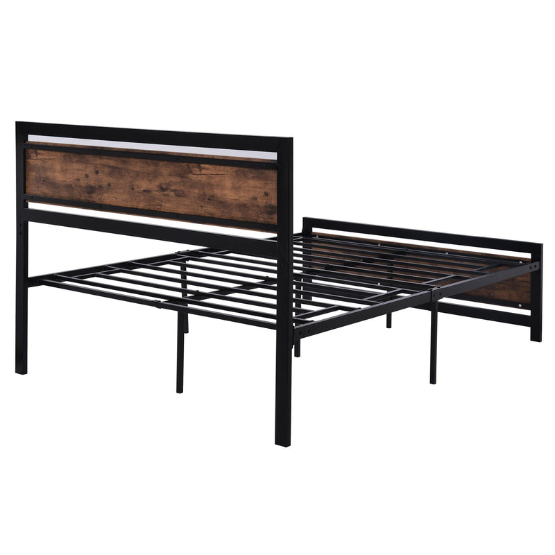 Metal and Wood Bed Frame with Headboard and Footboard ,Full Size Platform Bed ,No Box Spring Needed, Easy to Assemble(BLACK) - Urban Living Furniture (Los Angeles, CA)