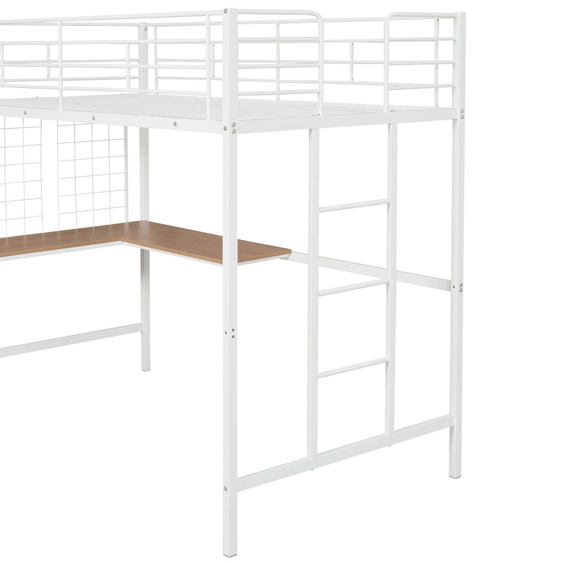 Twin Metal Loft Bed with Desk and Metal Grid,White - Urban Living Furniture (Los Angeles, CA)