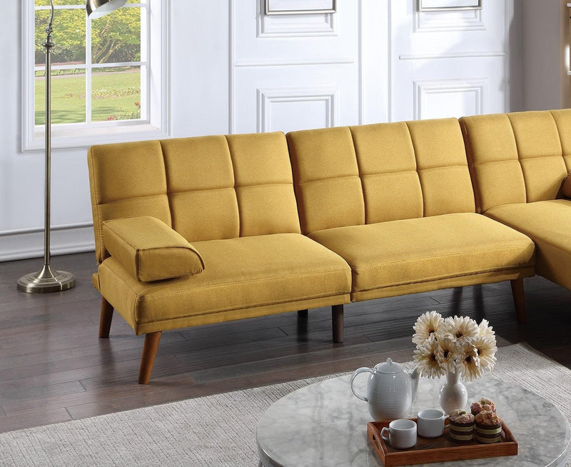 Mustard Polyfiber Adjustable Tufted Sofa Living Room Solid wood Legs Comfort Couch - Urban Living Furniture (Los Angeles, CA)