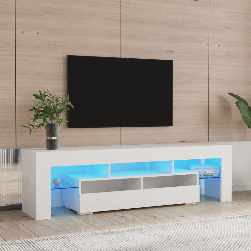 Living Room Furniture TV Stand Cabinet with 2 Drawers & 2 open shelves,20-color RGB LED lights with remote,White - Urban Living Furniture (Los Angeles, CA)