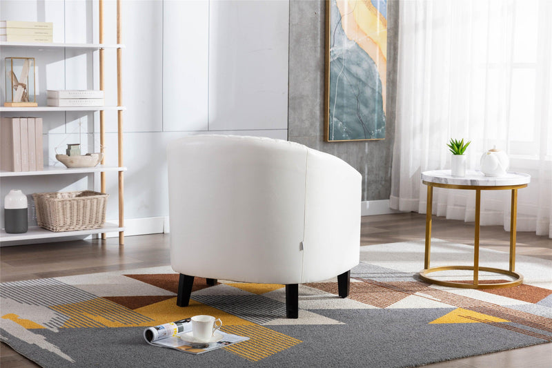 accent Barrel chair living room chair with nailheads and solid wood legs  white  pu leather - Urban Living Furniture (Los Angeles, CA)