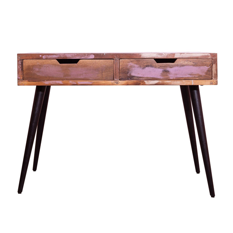 43 Inch 2 Drawer Reclaimed Wood Console Table, Angled Legs, Multi Tone Pastel Accent, Brown, Black - Urban Living Furniture (Los Angeles, CA)