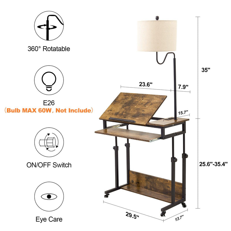 Desk with Floor Lamp, Wheels, Keyboard Tray - Urban Living Furniture (Los Angeles, CA)