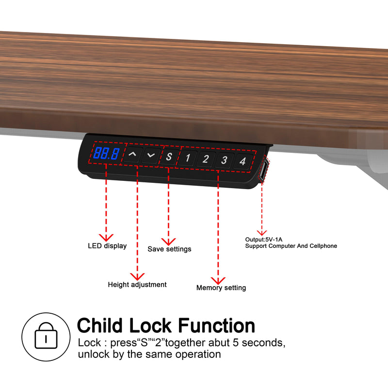 Electric Standing Desk  with Dual Motor Height Adjustable Sit Stand Desk Computer Workstation with USB Charge
"	
，White - Urban Living Furniture (Los Angeles, CA)