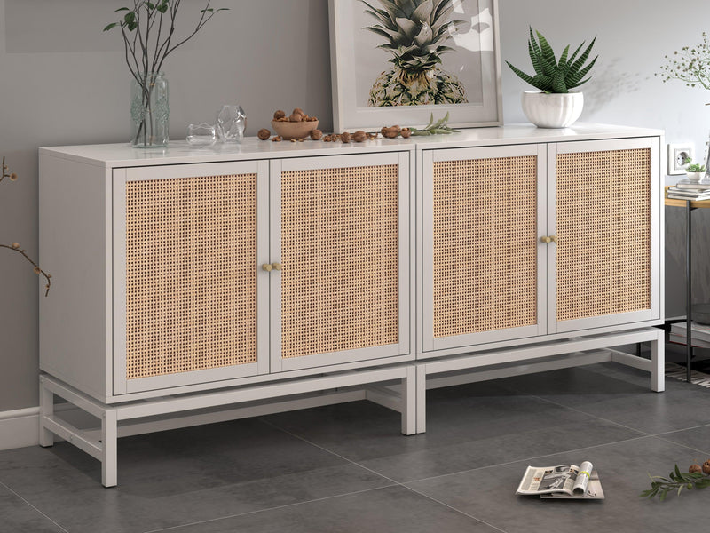 Natural rattan 2 door cabinet，with 1 Adjustable Inner Shelves，rattan，AccentStorage Cabinet - Urban Living Furniture (Los Angeles, CA)