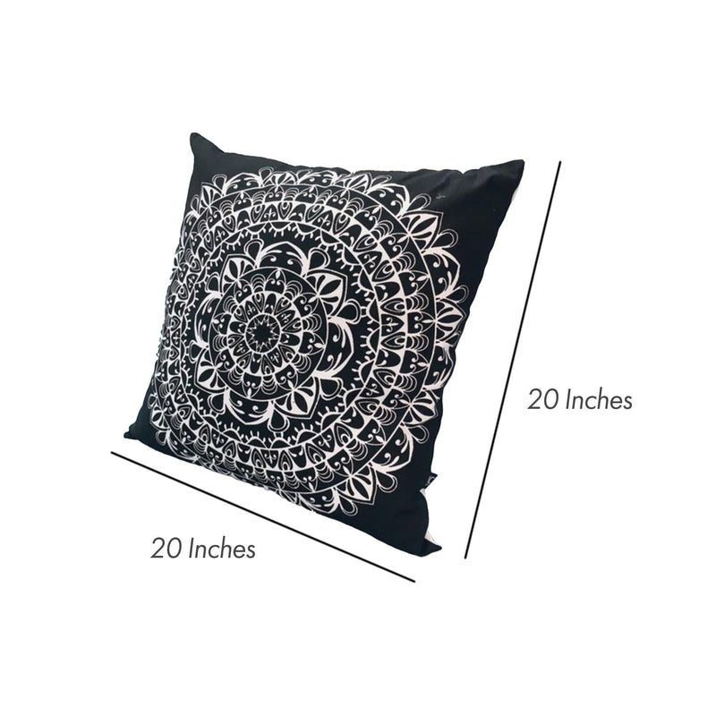 20 x 20Modern Square Cotton Accent Throw Pillow, Mandala Design Pattern, Black, White - Urban Living Furniture (Los Angeles, CA)