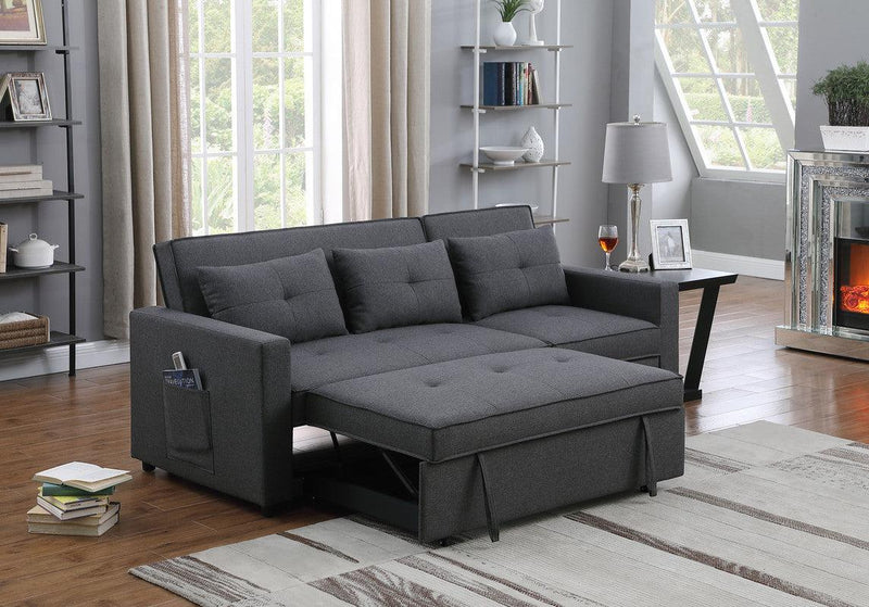 Zoey Dark Gray Linen Convertible Sleeper Sofa with Side Pocket - Urban Living Furniture (Los Angeles, CA)